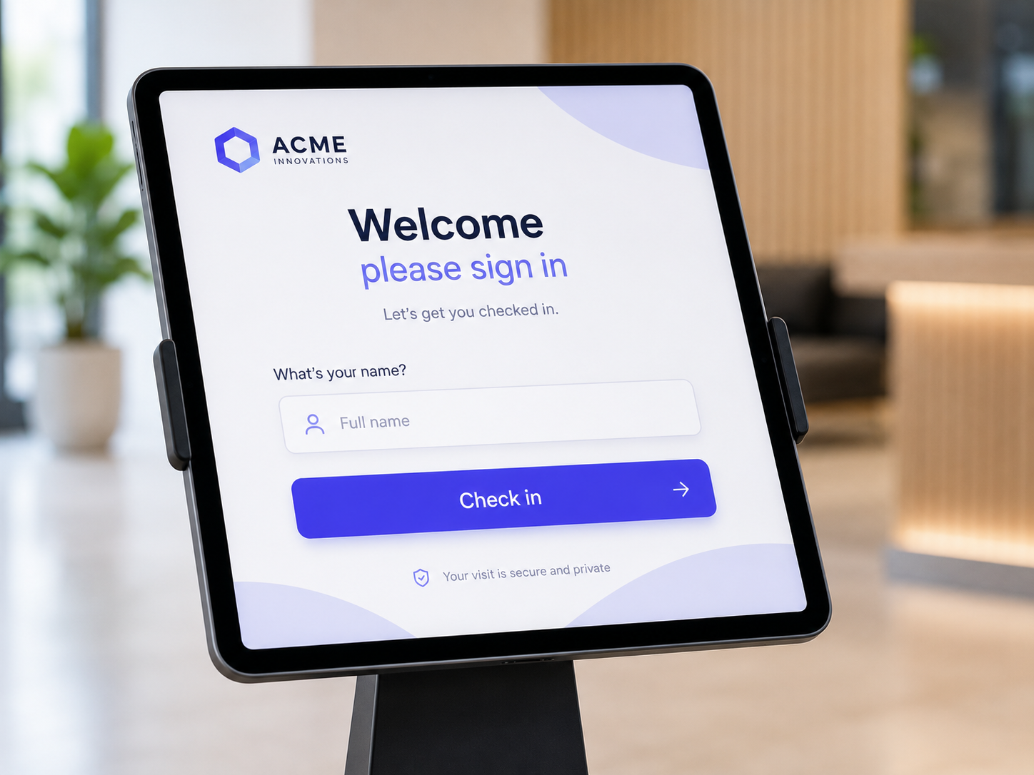Visitor management system self check-in kiosk on iPad